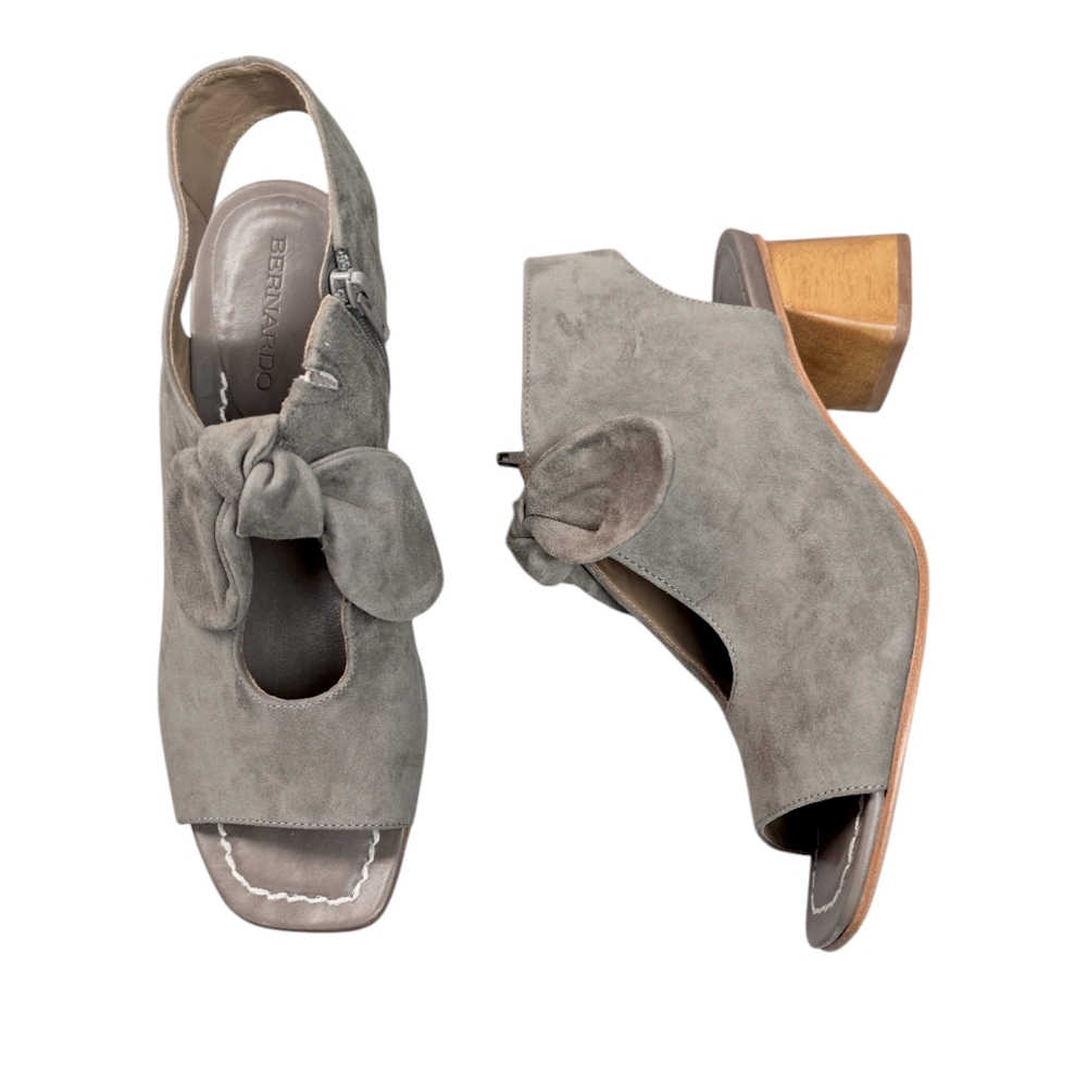 Bernardo Womens Dusk Grey Suede Leather Tie Bow Sandal Booties Shoe Size 8